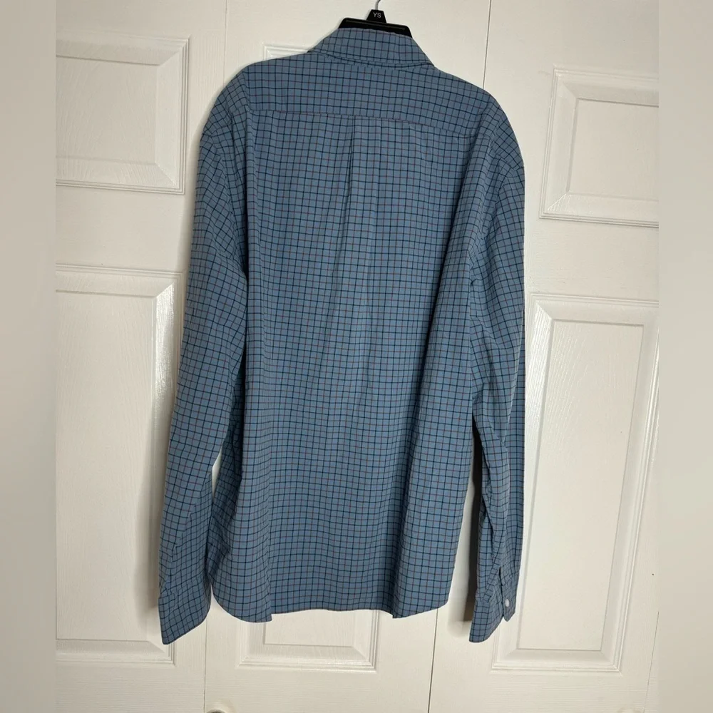 NWT J Crew Men Secret Wash Shirt Mens XL Blue Checkered Stretch Gingham